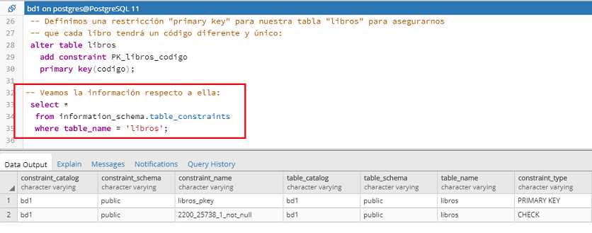 PostgreSQL pgAdmin primary key