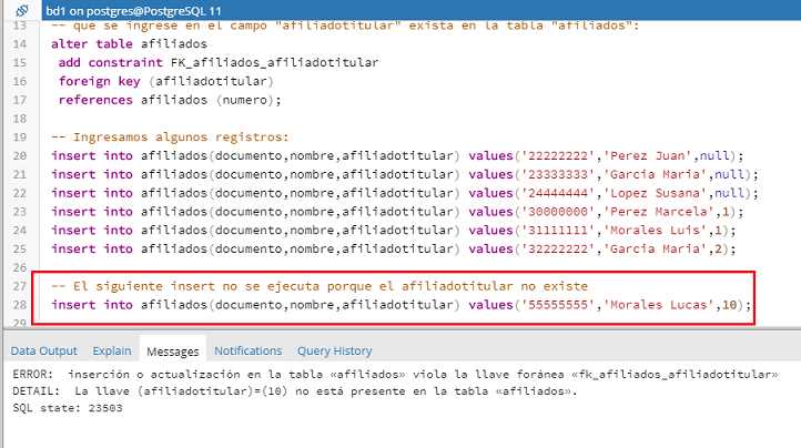 PostgreSQL pgAdmin foreign key en la misma tabla