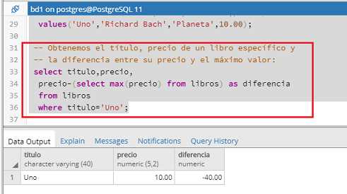 PostgreSQL pgAdmin subconsulta como expresión