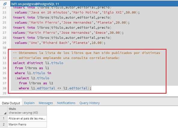 PostgreSQL pgAdmin subconsulta simil autocombinación