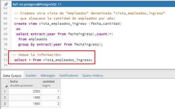 PostgreSQL pgAdmin vistas