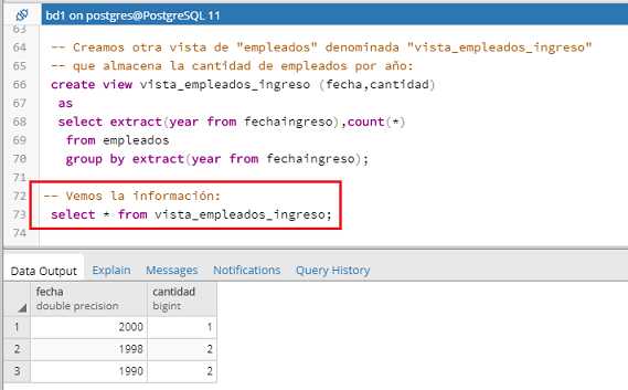 PostgreSQL pgAdmin vistas