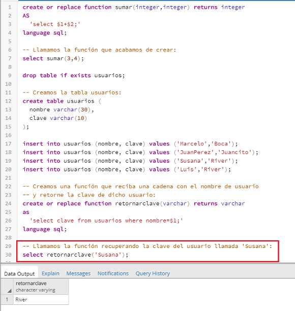 PostgreSQL pgAdmin funciones SQL