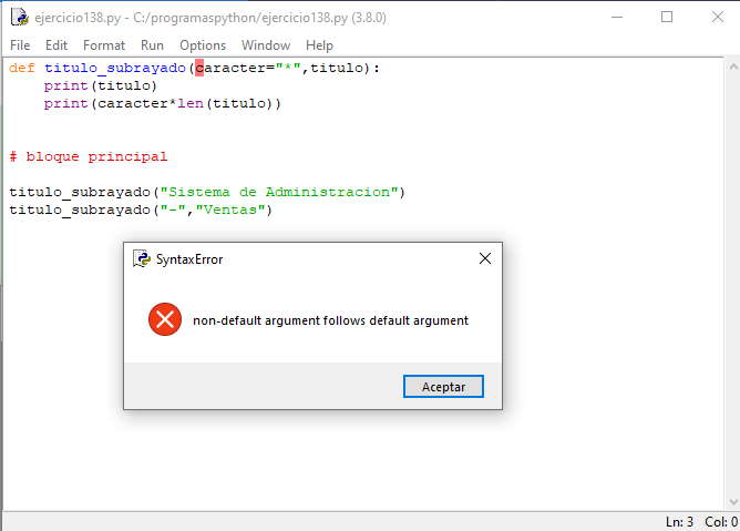 parámetros por defecto en python con error