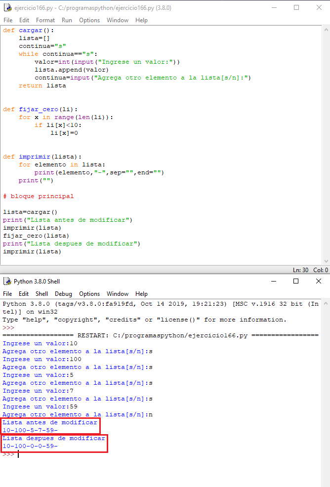 listas modificadas en una función