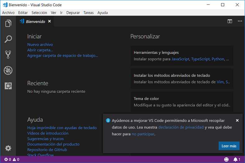 ejecución del vscode