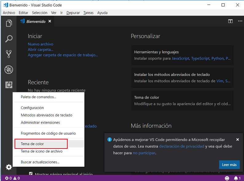 tema de color del vscode
