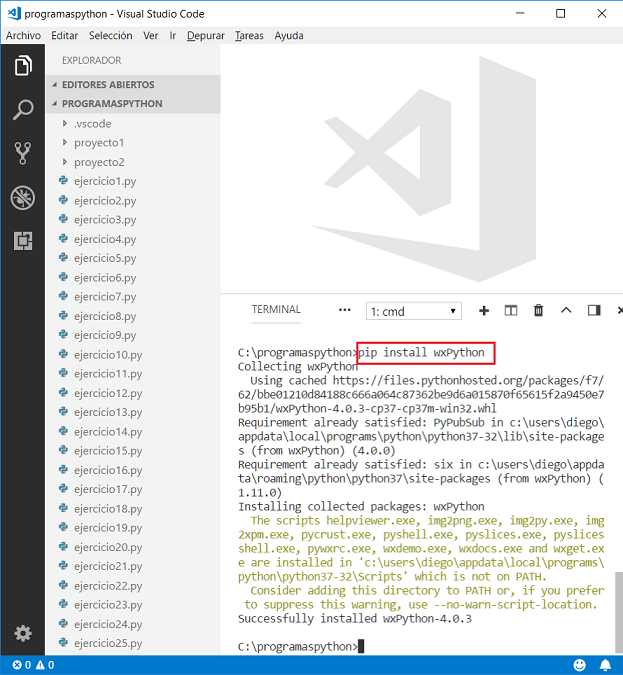 pip install wxPython