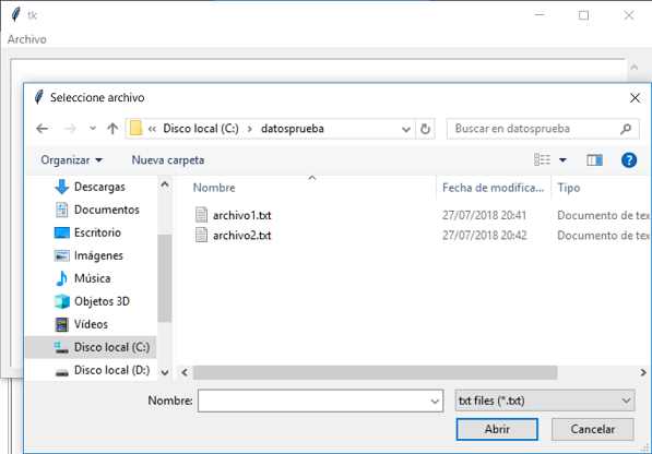 archivo de texto tkinter Python