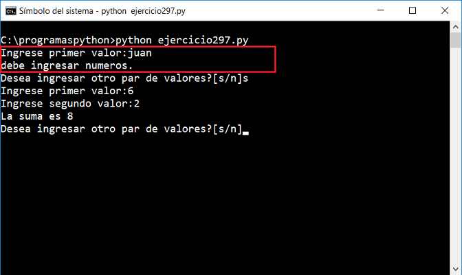 excepción de python