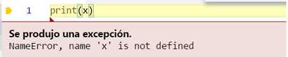excepción NameError de python