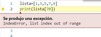 excepción IndexError de python