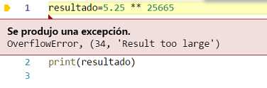 excepción OverflowError de python