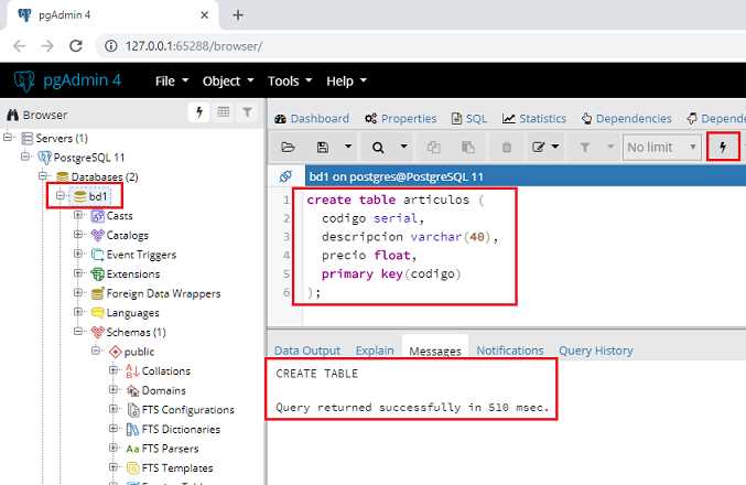 python pgadmin crear una tabla