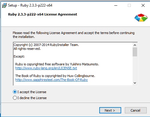 instalación lenguaje Ruby en Windows