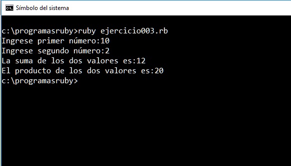 programa ruby de suma producto números