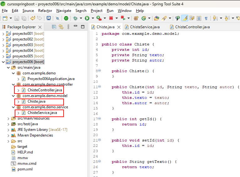 Chiste ChisteService ChisteController