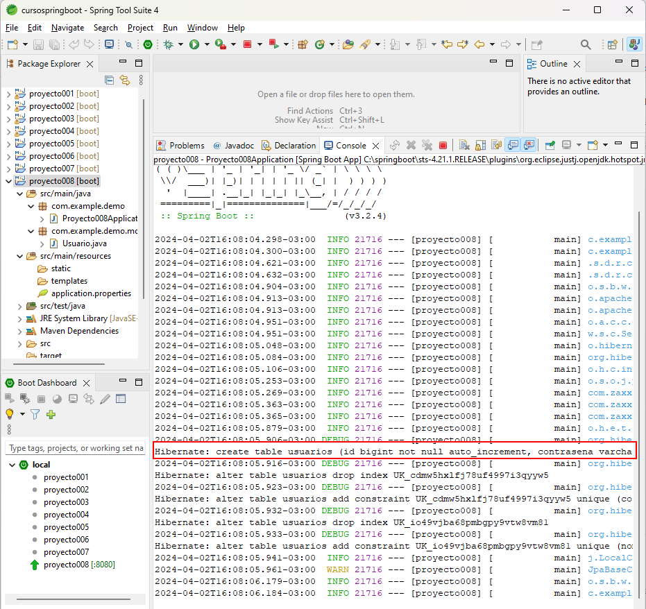 visualizar comandos SQL en la consola de Spring Boot