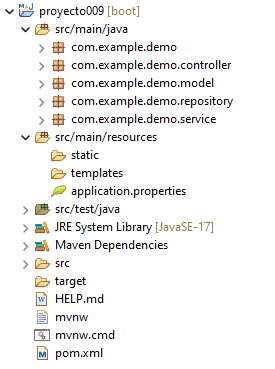 creación carpetas model, repository, service y controller