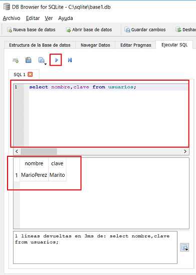 SQLite Browser select