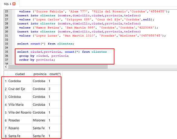 SQLite Browser group by