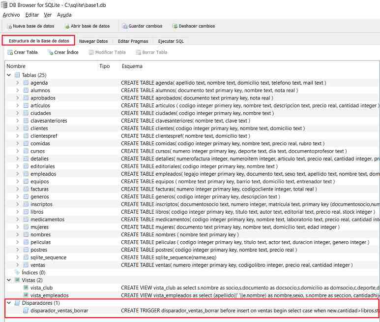 SQLite Browser triggers