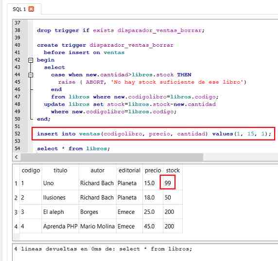 SQLite Browser triggers