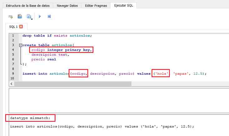 Tipado estático integer primary key de SQLite