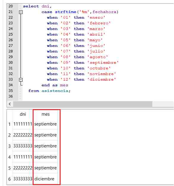 SQLite strftime