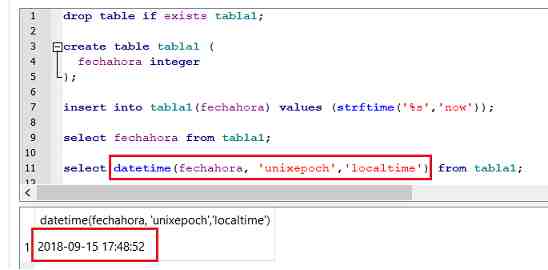 SQLite fecha hora integer datetime