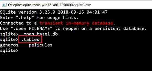 SQLite CLI .tables