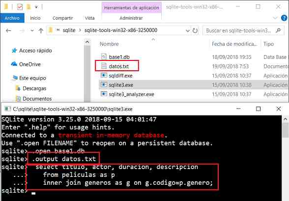 SQLite CLI .output