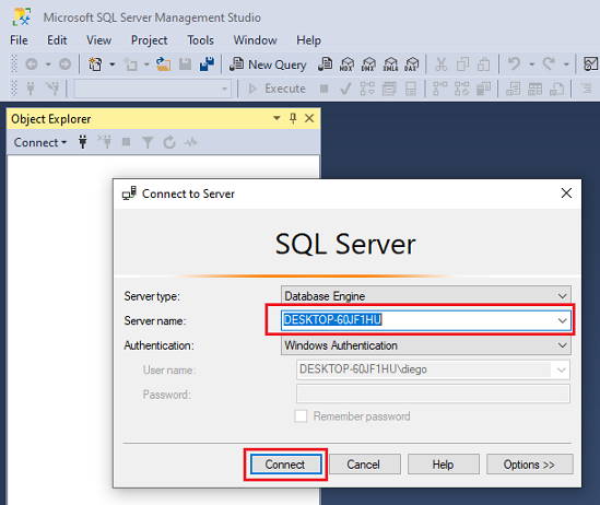 SQL Server Management Studio ejecución