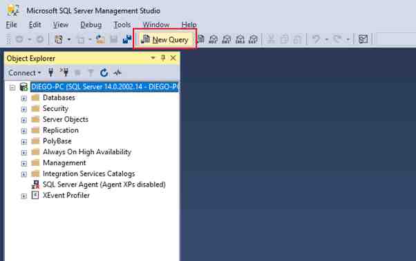 SQL Server Management Studio new query