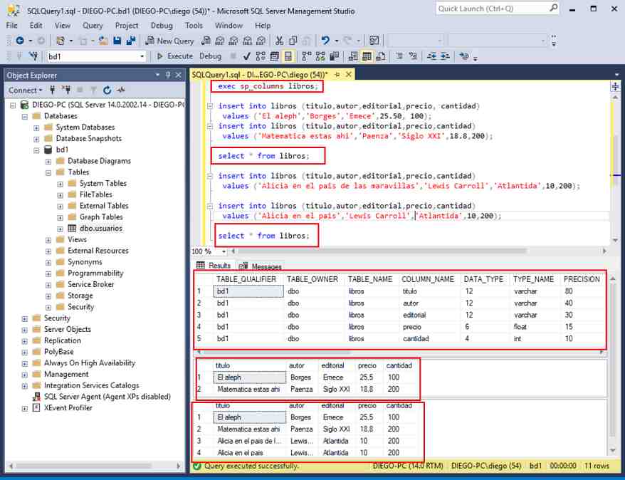 SQL Server Management Studio varchar integer float