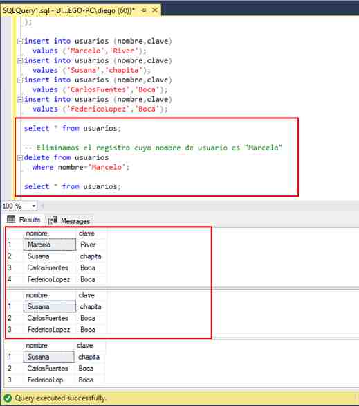 SQL Server Management Studio delete