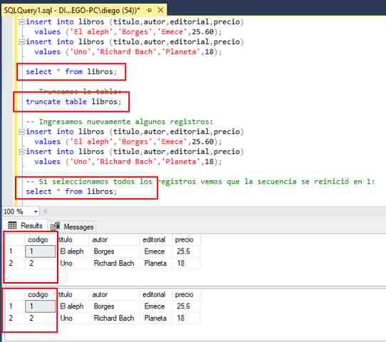 SQL Server Management Studio truncate table