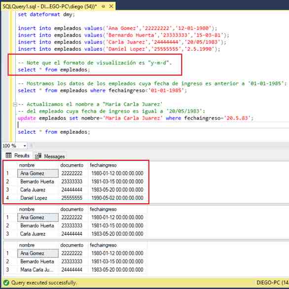 SQL Server Management Studio datetime date