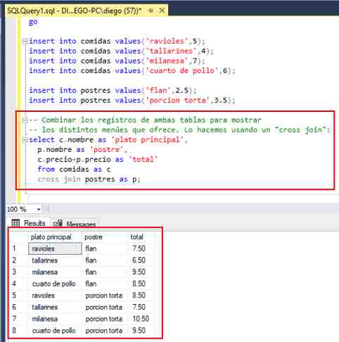 SQL Server Management Studio cross join