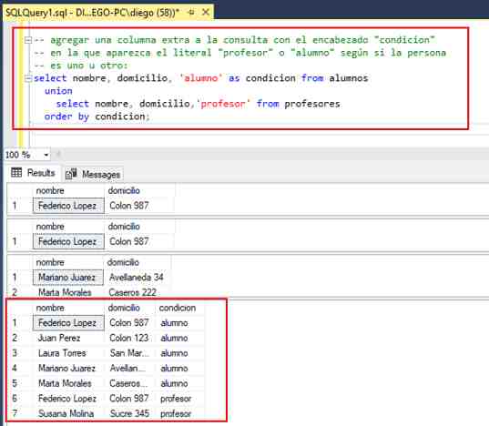 SQL Server Management Studio union