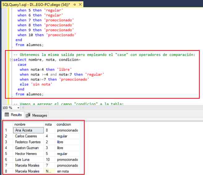 SQL Server Management Studio case