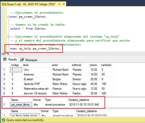 SQL Server Management Studio create procedure