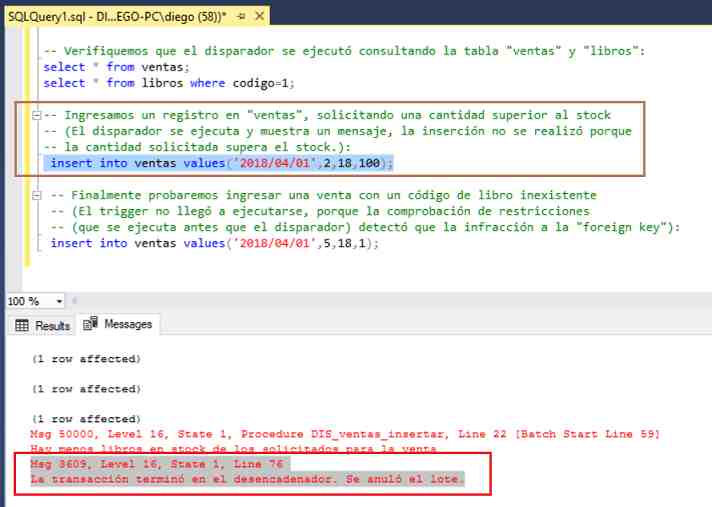 SQL Server Management Studio trigger insert