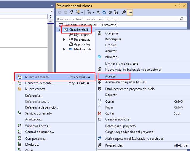 Agregar nuevo elemento proyecto visual studio .net