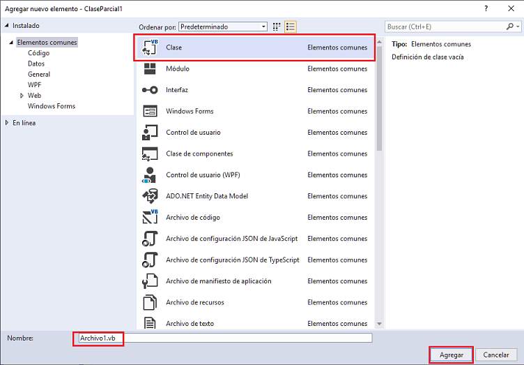 Agregar nuevo elemento proyecto visual studio .net