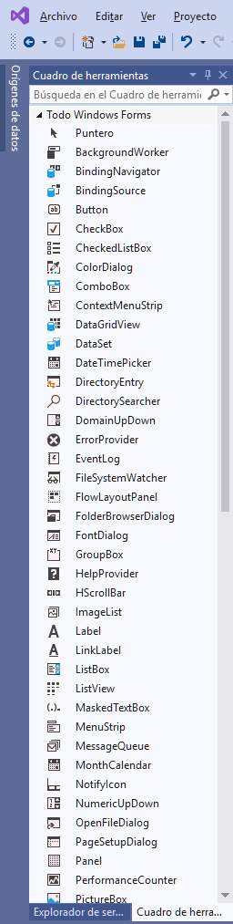 Cuadro de herramientas Windows Forms