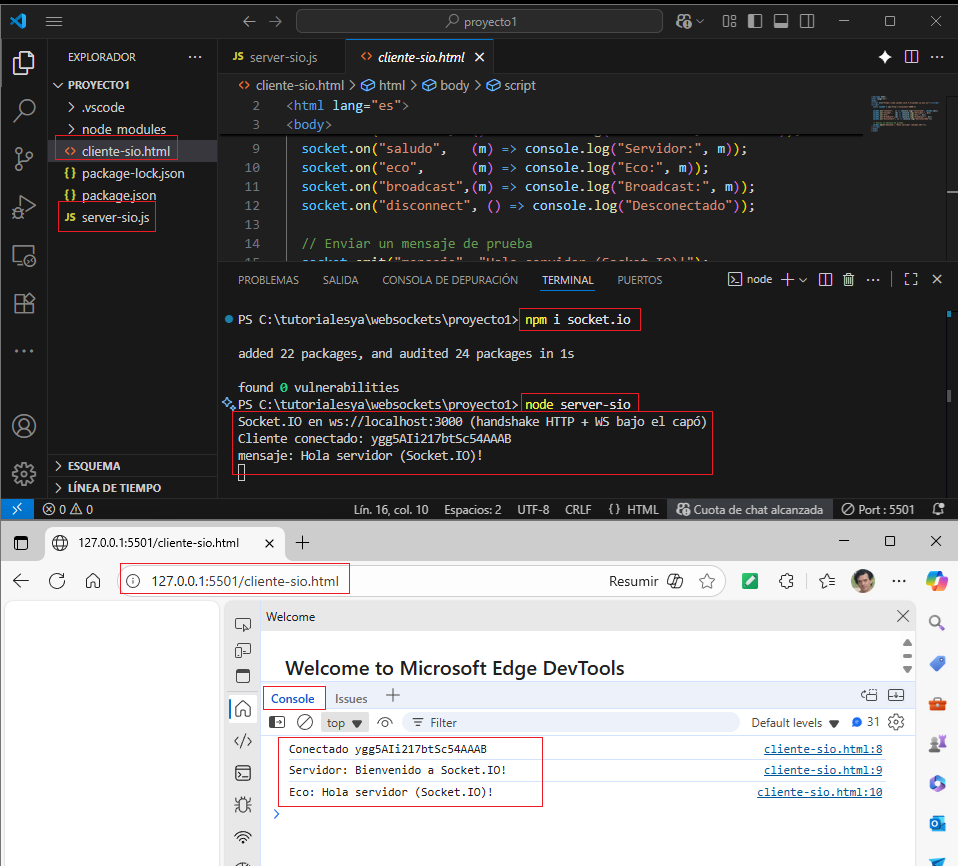 Diagrama de herramientas para WebSockets