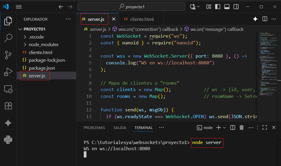 Iniciamos servidor con Node